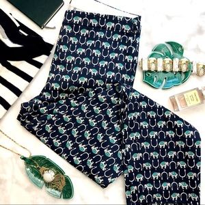 J. Crew Navy Elephant Print Slim Ankle Pants
